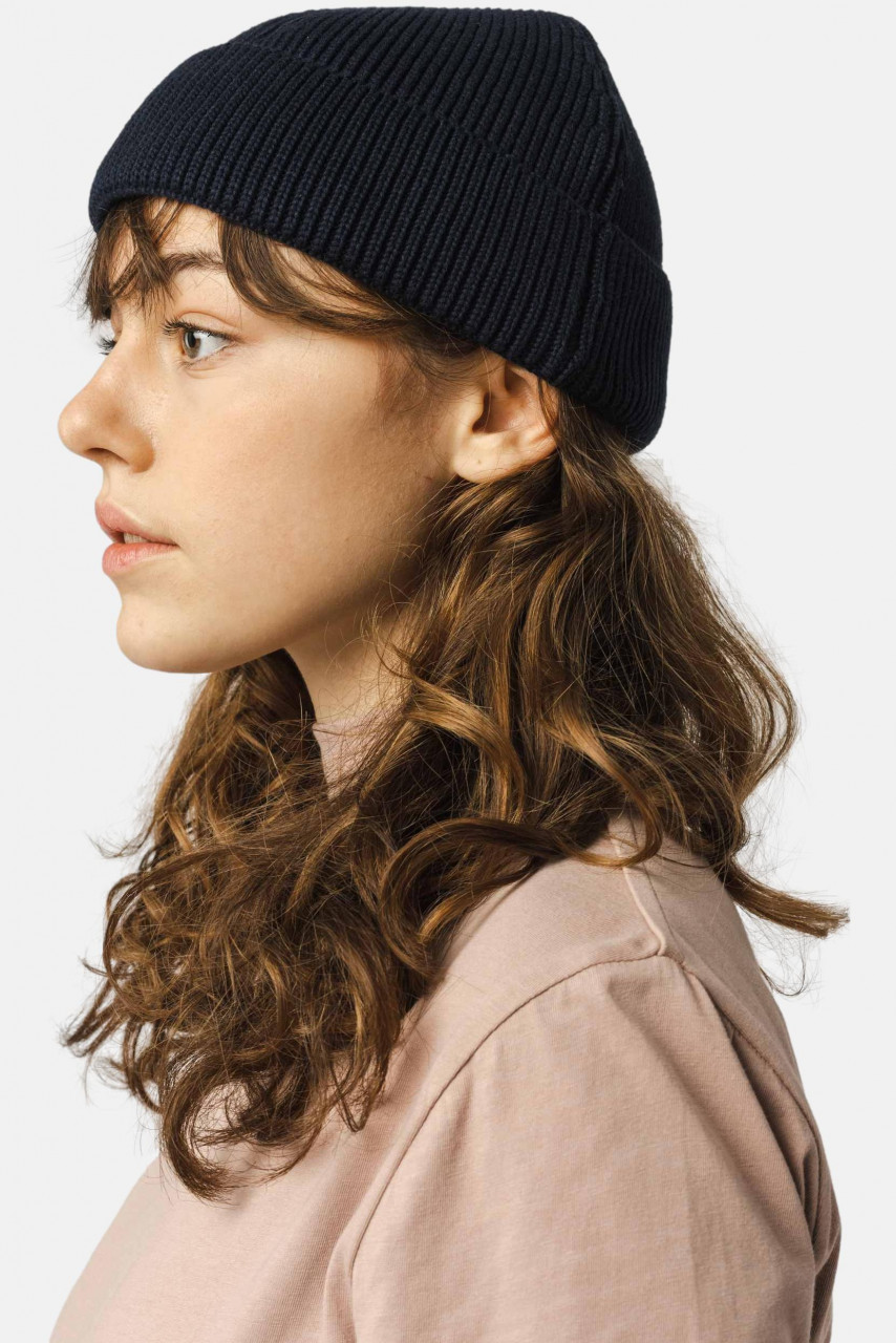 MELA kurze Rippstrick Mütze RAFI Navy Dockermütze Dunkelblau