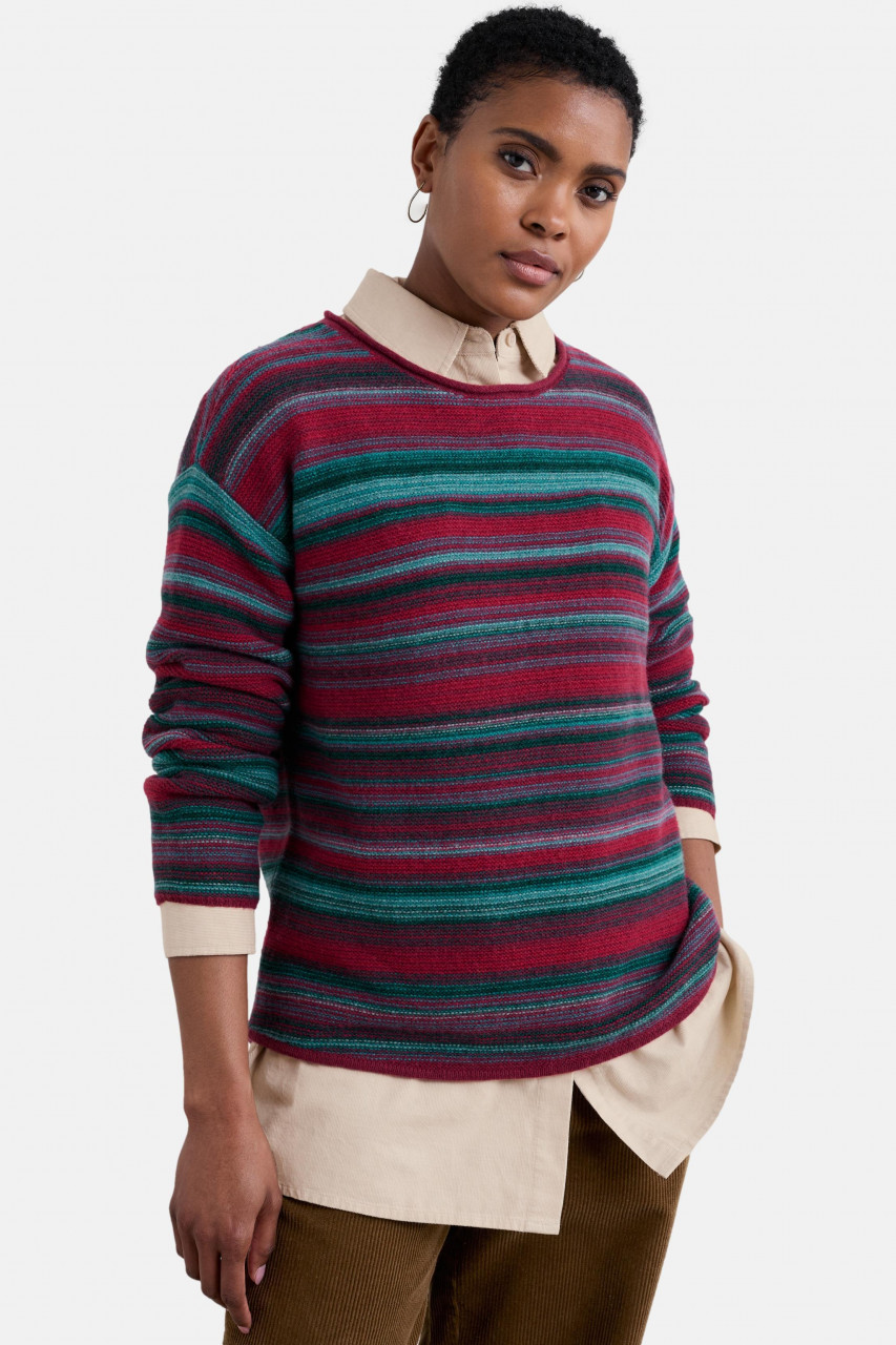 Seasalt Cornwall Pullover Fruity Damen Blau Türkis Rot Gestreift