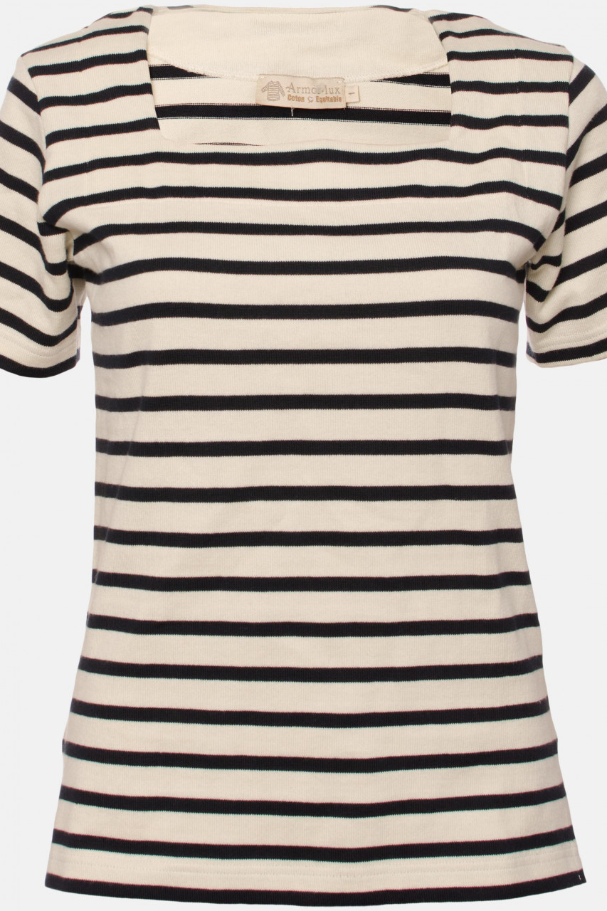 Fair-Trade Streifenshirt Natur Blau Gestreift der Marke Armor Lux