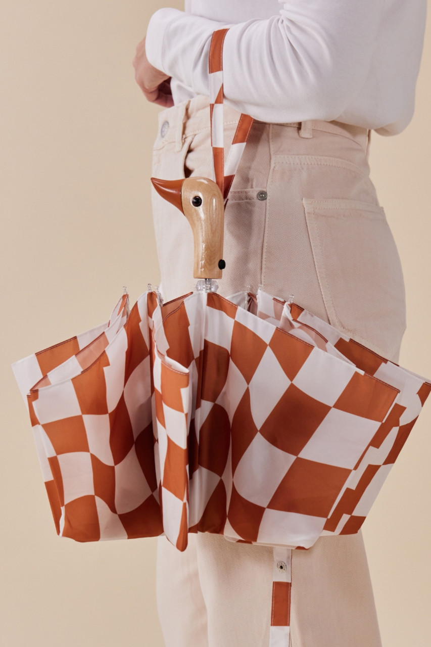 Original Duckhead Regenschirm Peanut Braun Rostrot Karo