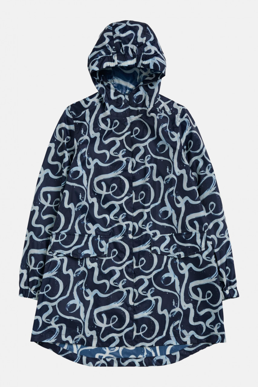 Regenjacke Packable Waterproof Raincoat Blau Weiß Wirbel für Damen von Seasalt Cornwall