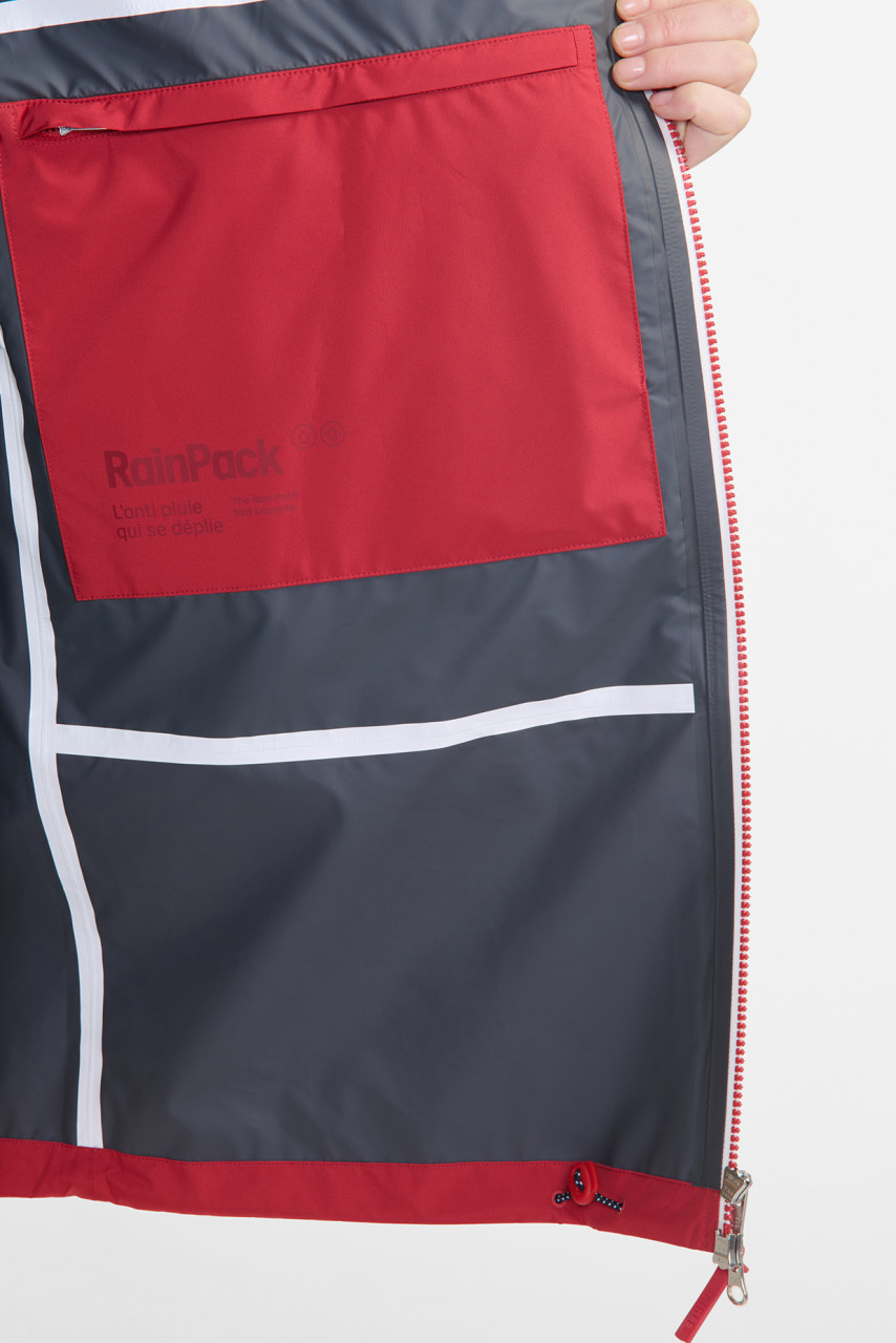 Aigle Regenjacke Rot Langer Parka Packbar