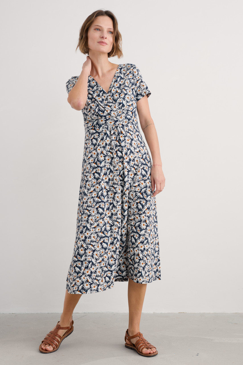 Seasalt Kleid Chapelle Damen Blau Blumen Daisy Margerite GOTS Organic