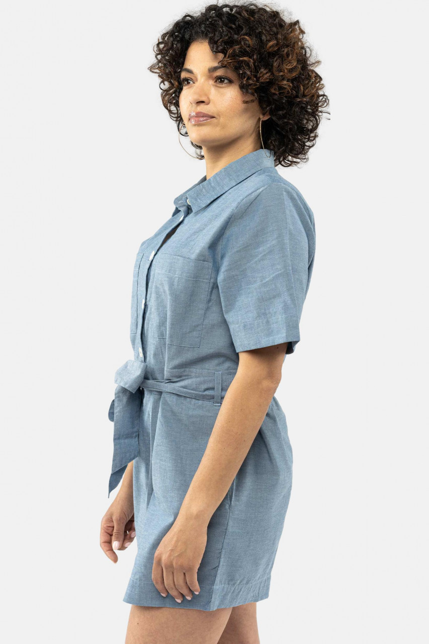 MELA Sanela Damen Jumpsuit Hellblau Chambray