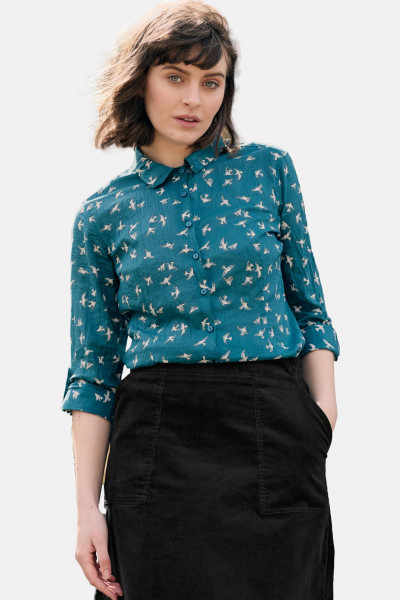 Seasalt Cornwall Larissa Shirt Swooping Gulls Atlantic Damen Bluse Türkis Petrol Möwen Seasalt Cornwall Larissa Shirt Swooping Gulls Atlantic Damen Bluse Türkis Petrol Möwen