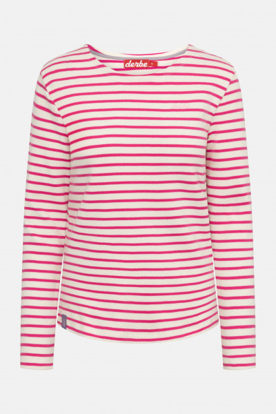 Derbe Longsleeve Interstriped Damen Weiß Pink Streifenshirt