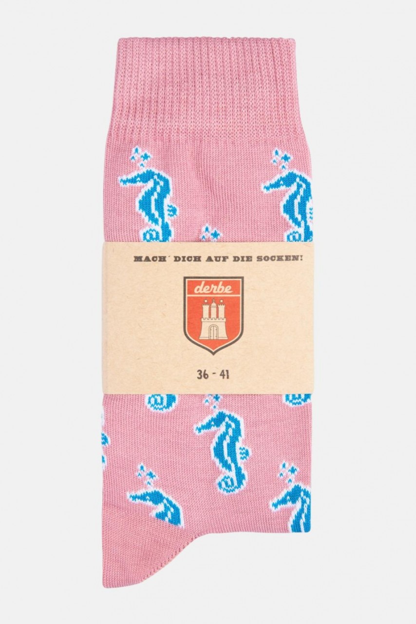 Derbe Damen Socken Seahorse Rosa Blau Seepferdchen (Gr. 36-41)