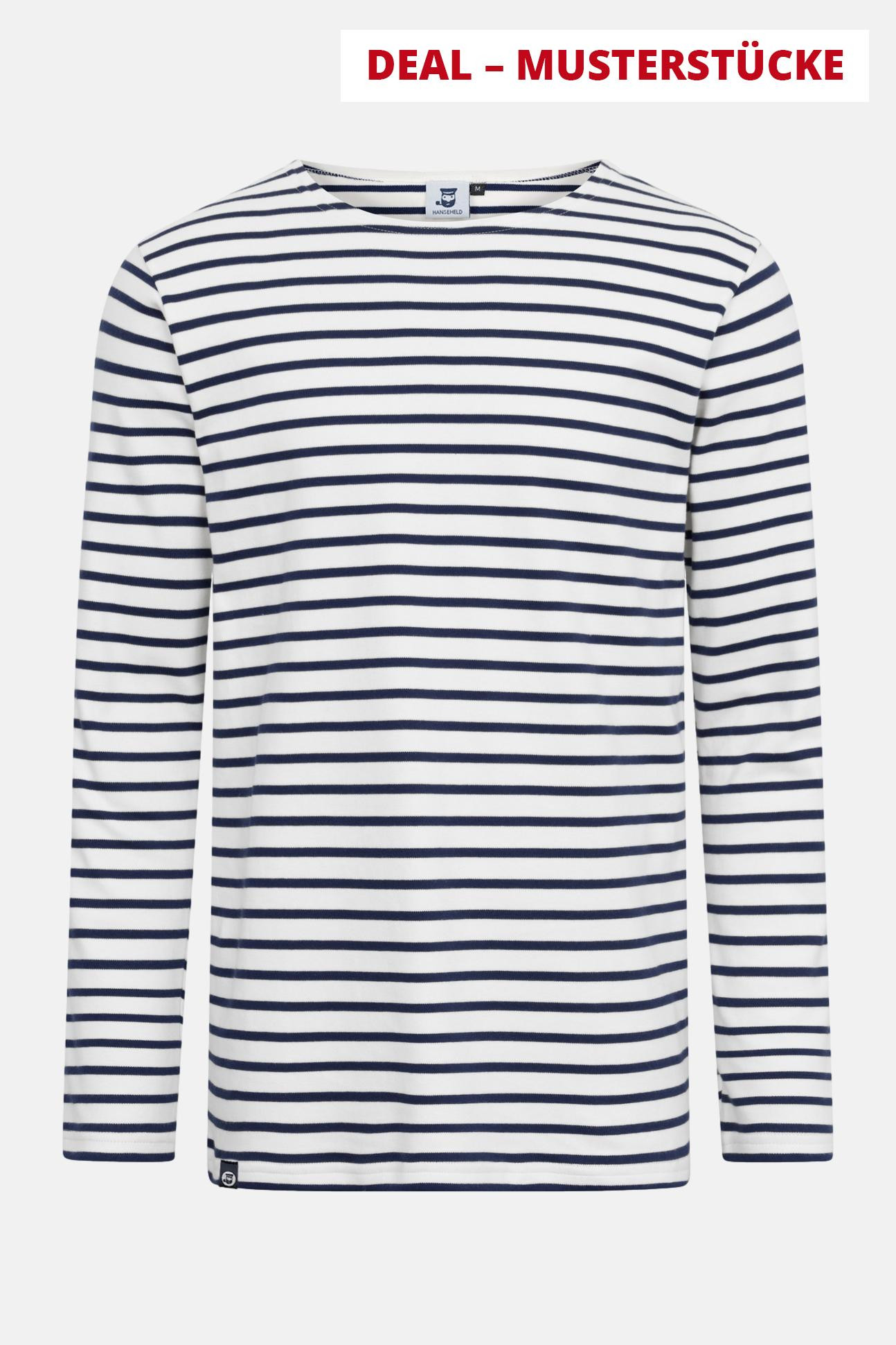 Hanseheld Streifenshirt Herren Natur-Marine Langarm Weiß Blau 2023 Musterstücke