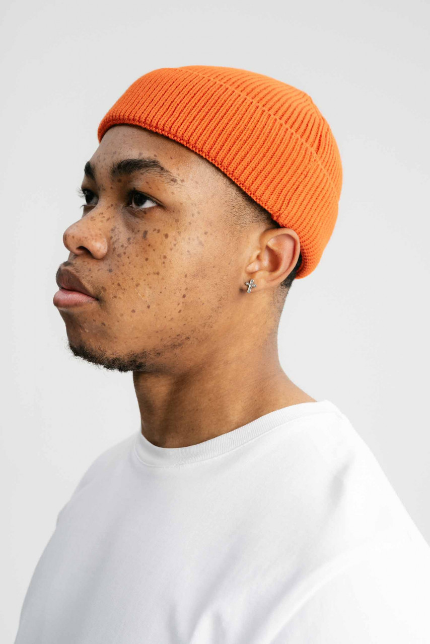 MELA kurze Rippstrick Mütze RAFI Orange Dockermütze