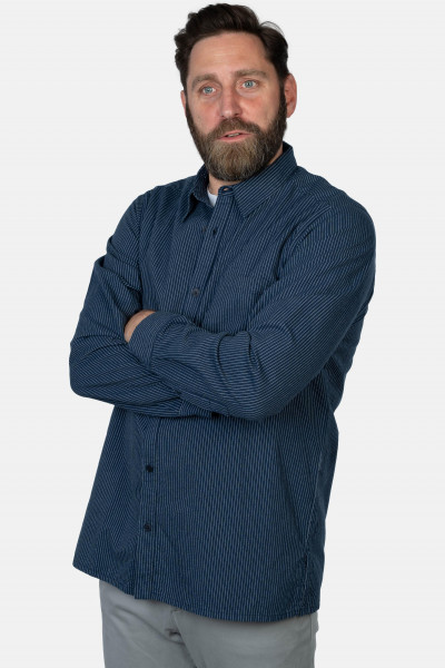 Hanseheld Schnieker Fischer Hemd Herren Blau Weiß Gestreift Fischerhemd GOTS Organic