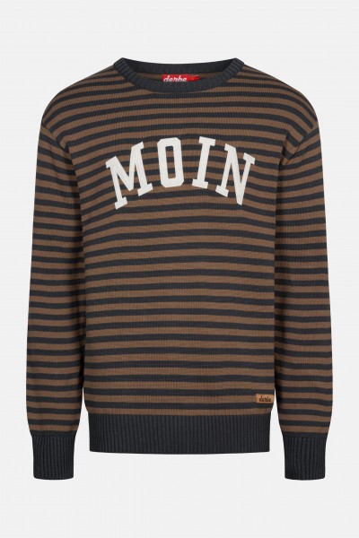 Derbe Moin Striped Herren Strickpullover Streifen Phantom Braun Derbe Moin Striped Herren Strickpullover Streifen Phantom Braun