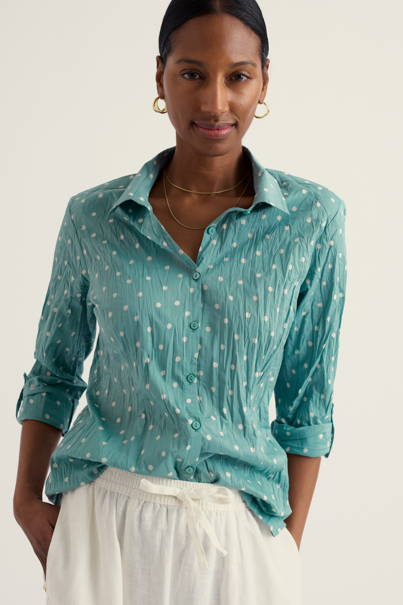 Seasalt Bluse Larissa Damen Türkis Hellblau Punkte Spot