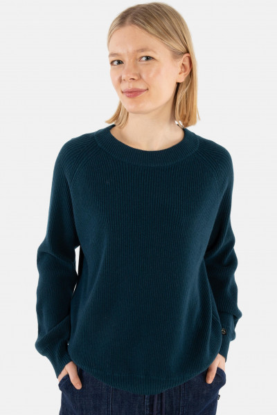 Danefae Strickpullover Danerelation Damen Petrol Blau Chunky Rippstrick