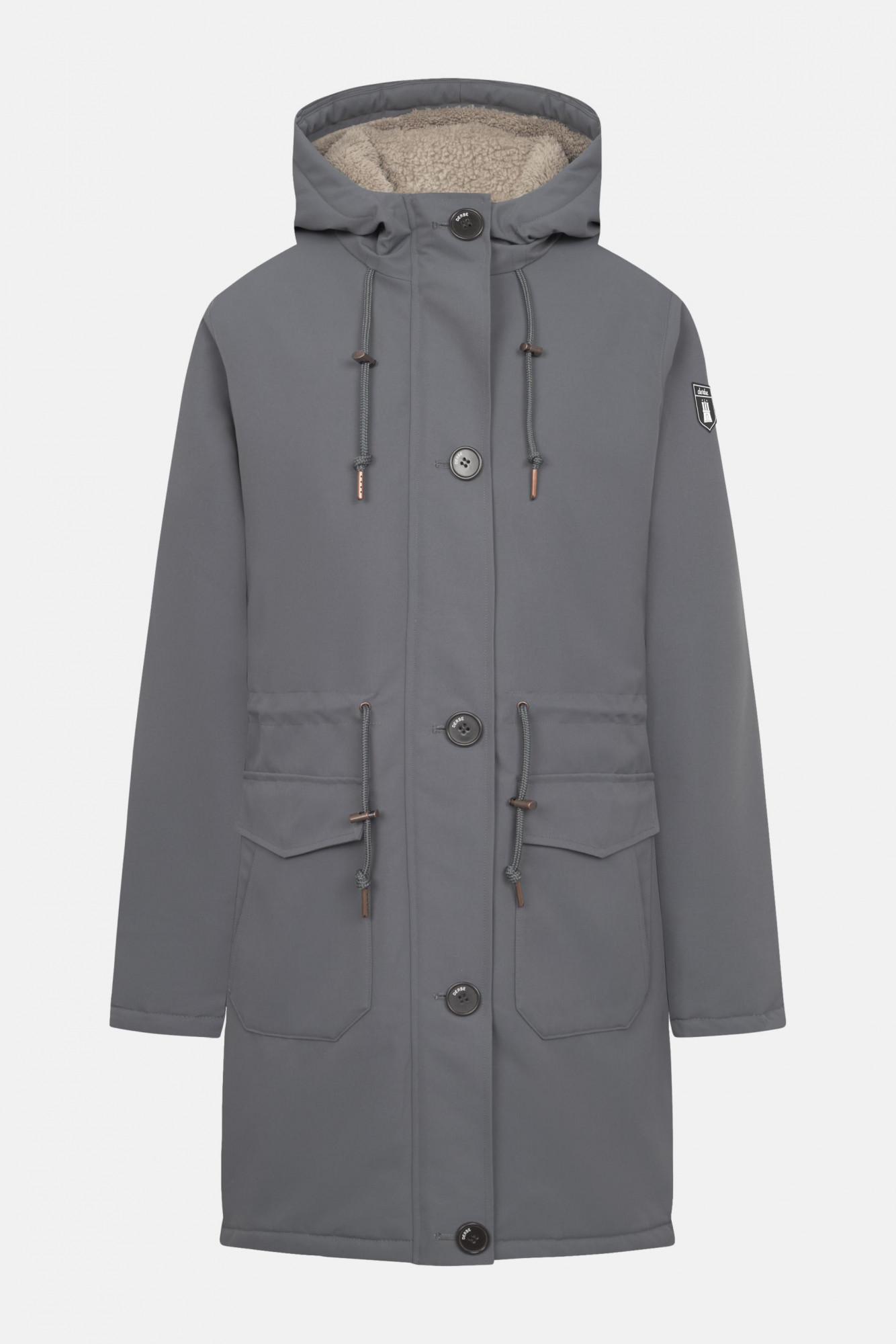Derbe Winterjacke Friese Festholm Damen Grau Warm Gefüttert