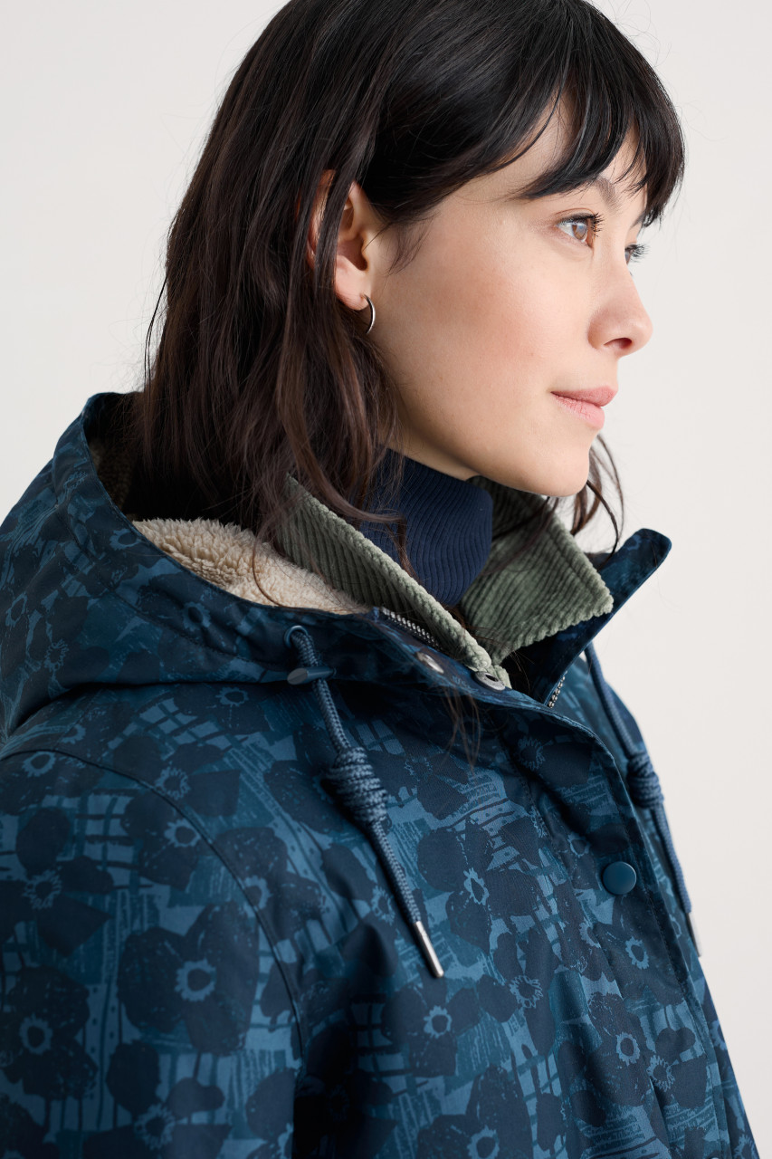 Seasalt Cornwall Regenjacke Plant Hunter Damen Blau Blumen Winterjacke