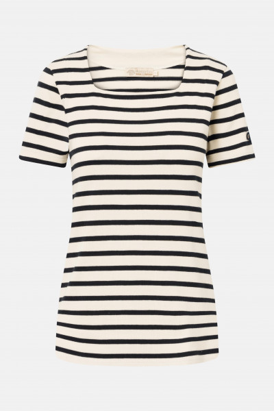 Fair-Trade Streifenshirt  Natur Blau Gestreift für Damen von Armor Lux