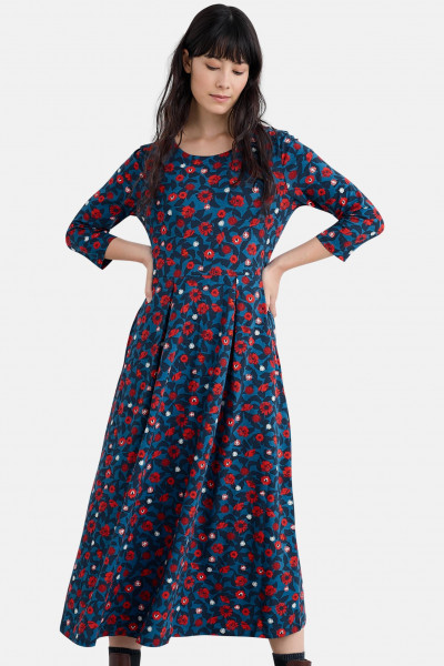 Seasalt Cornwall Veronica Damen Kleid Blau Rot Blumen GOTS Organic