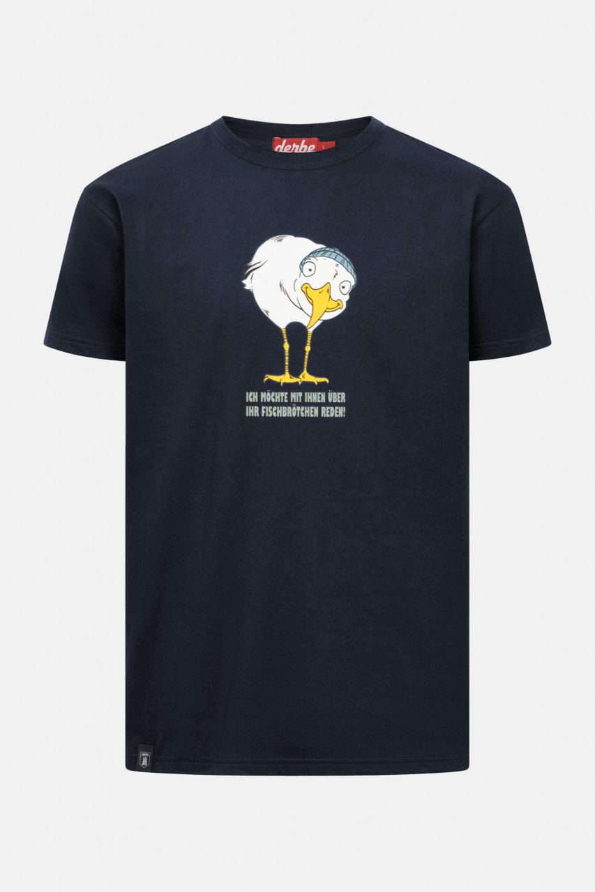 Derbe T-Shirt Brötchenmöwe Herren Dunkelblau GOTS Organic