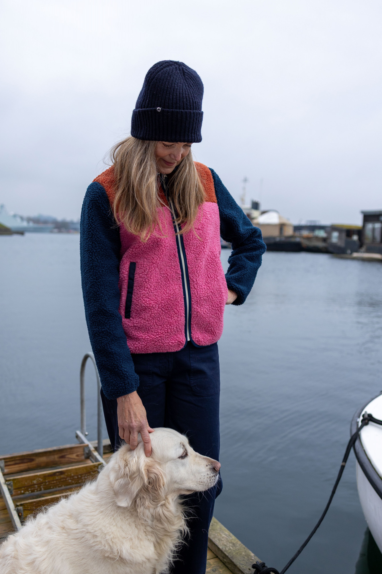 Danefae Danebirk Fleecejacke Pink Rot Dunkelblau