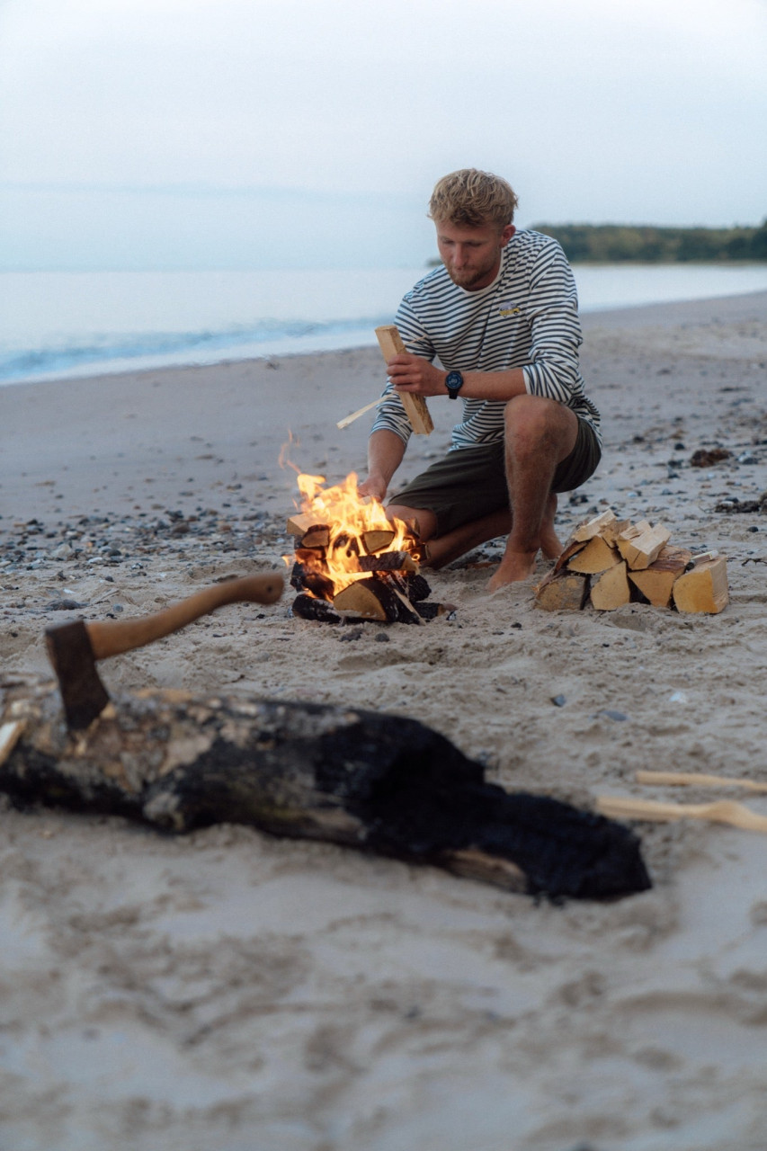 LAKOR Streifenshirt Mini Sun Camper Herren Grau Weiß Wohnmobil