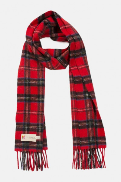 John Hanly Schal Irish Lambswool Schwarz Rot Kariert Tartan Schottenkaro