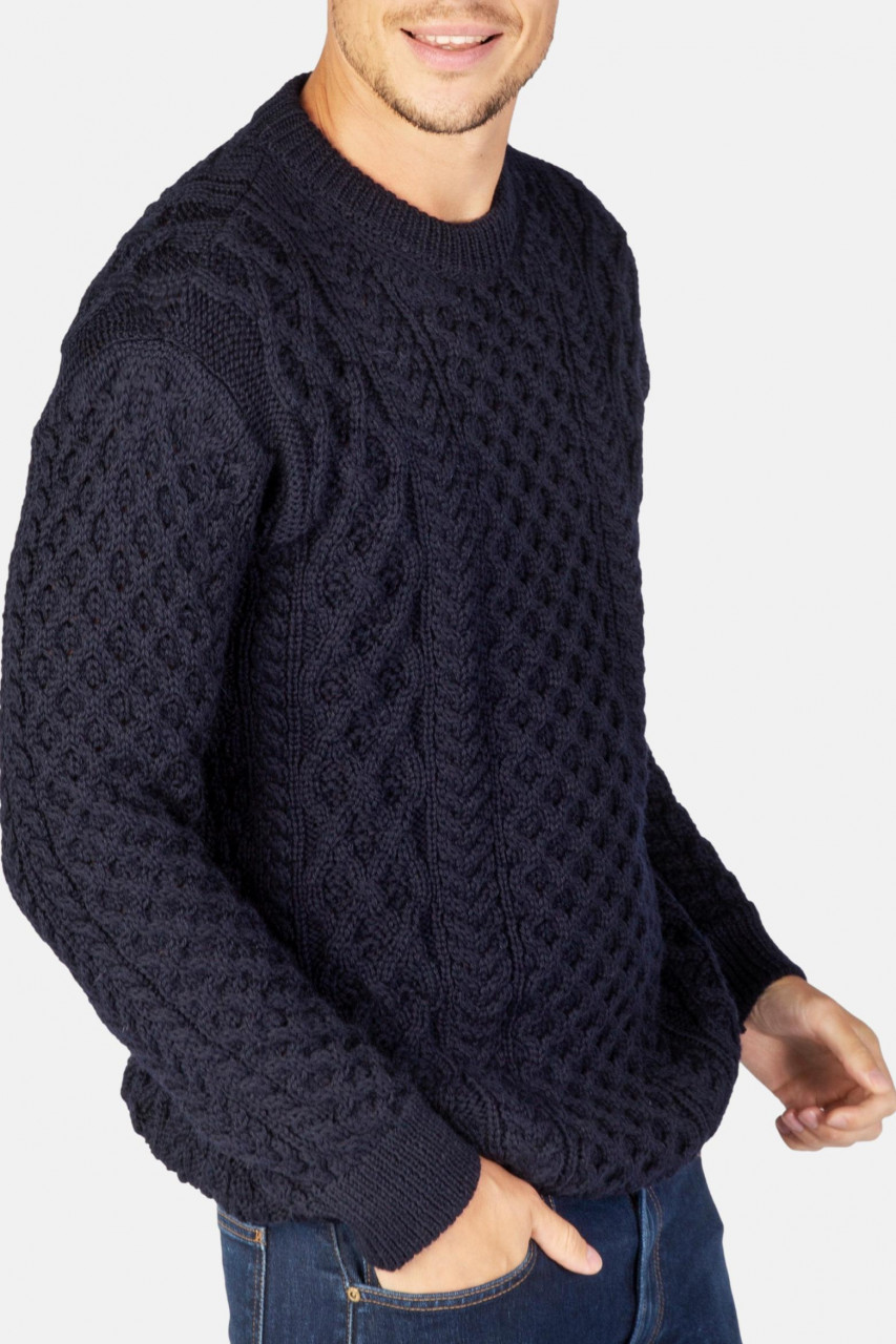 IrelandsEye Aran Blasket Blau Herren Pullover Navy Marine