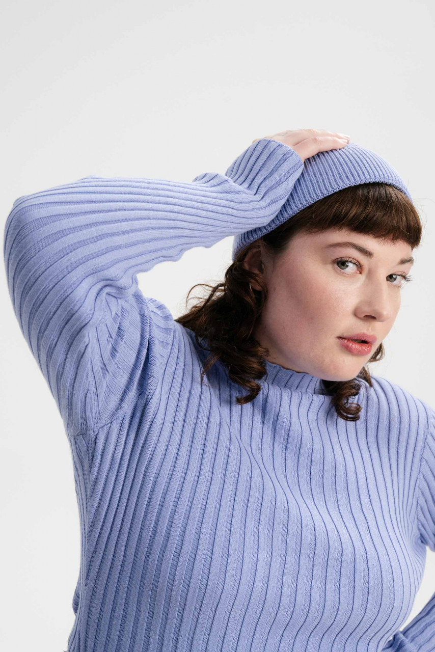 MELA kurze Rippstrick Mütze RAFI Hellblau Dockermütze