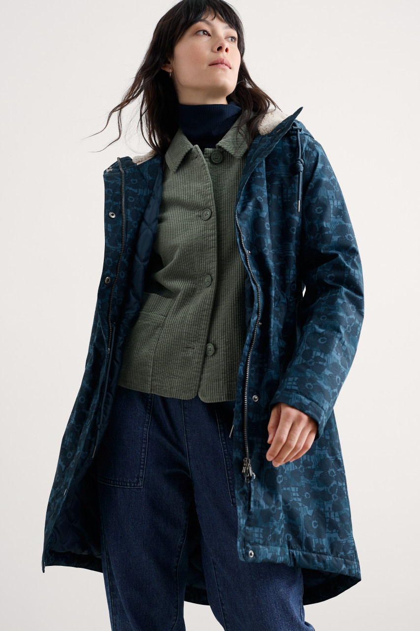 Seasalt Cornwall Regenjacke Plant Hunter Damen Blau Blumen Winterjacke