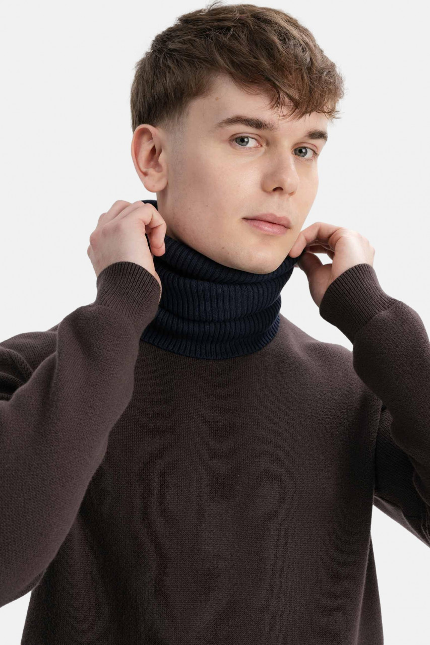 MELA DAIVI Schlauchschal Navy Blau Rippstrick Loop