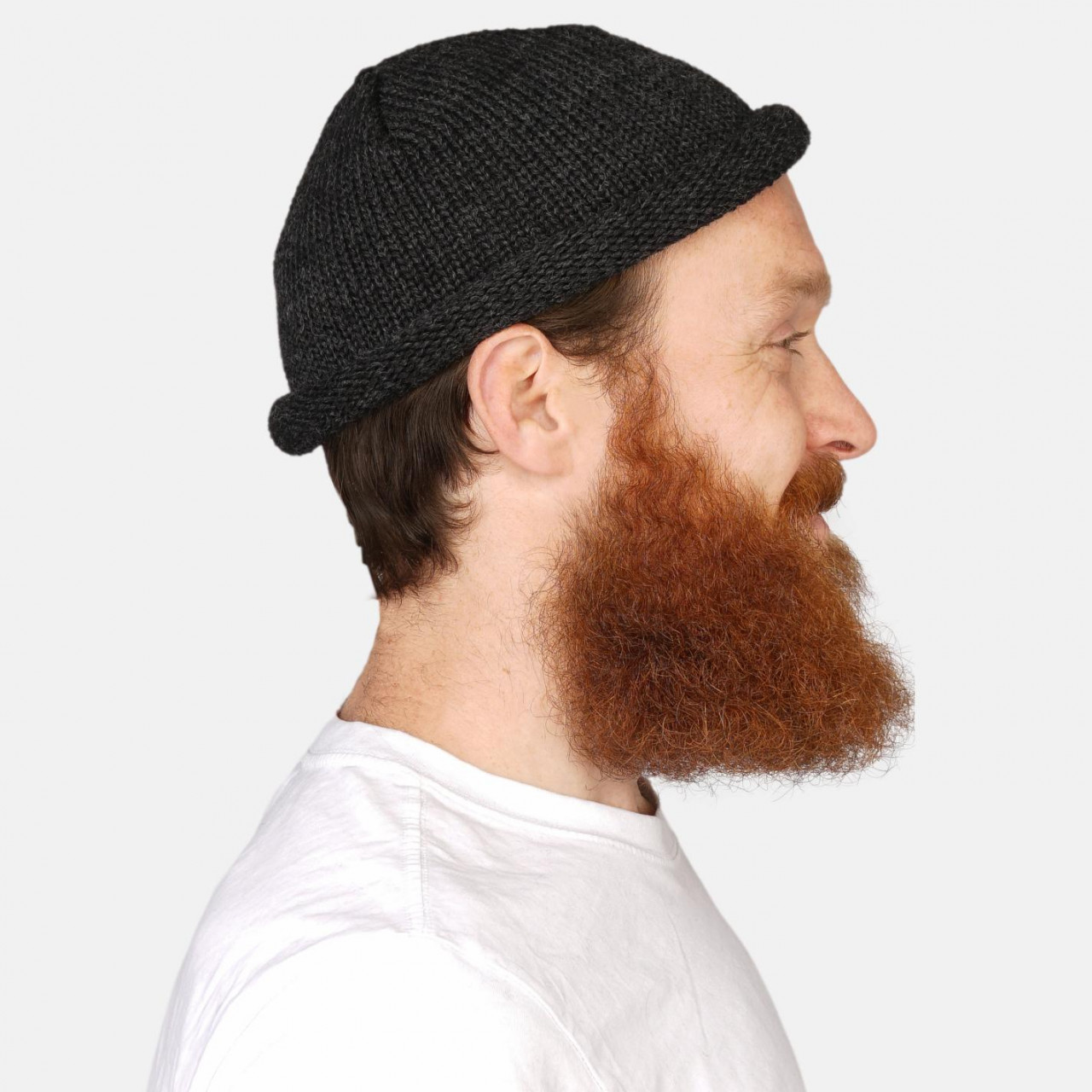 Rollrand Mütze Hanseheld GOTS Schurwolle Strickmütze kurz - Anthrazit