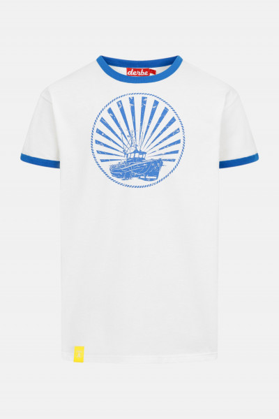 Derbe T-Shirt MS Derbe Herren Weiß Blau Schiff Derbe T-Shirt MS Derbe Herren Weiß Blau Schiff