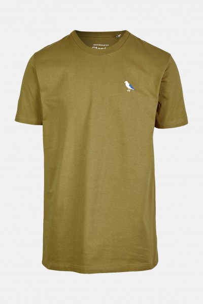 Cleptomanicx Herren T-Shirt Embro Gull Oliv Möwe Stick