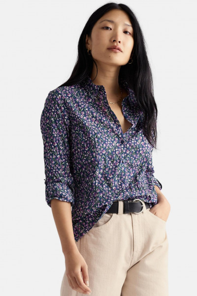 Seasalt Bluse Larissa Damen Blau Lila Blumen Flower