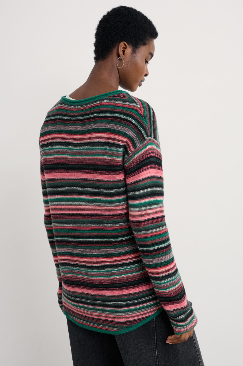 Seasalt Cornwall Pullover Fruity Damen Oliv Grün Orange Beige Gestreift