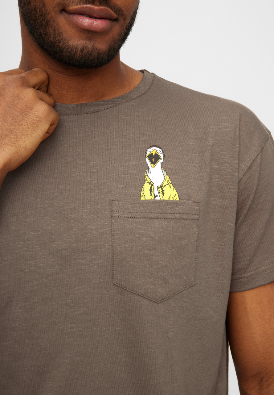 Derbe T-Shirt Schreimöwe Pocket Herren Braun GOTS Organic