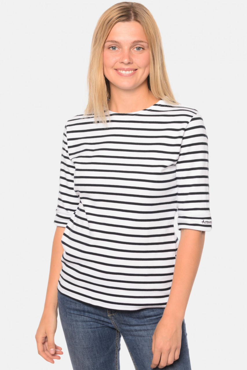 Armor Lux 3/4-Arm Streifenshirt weiß-marine Damen