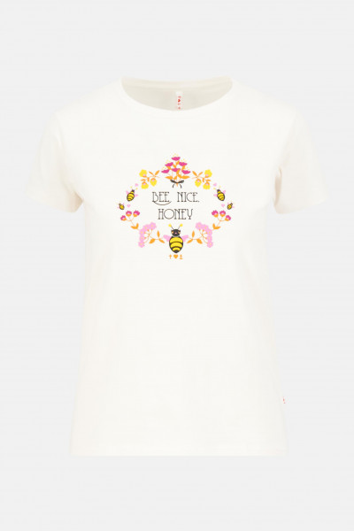Blutsgeschwister Save The Bees Damen T-Shirt Creamy Camellia Weiß Baumwolle Nachhaltig
