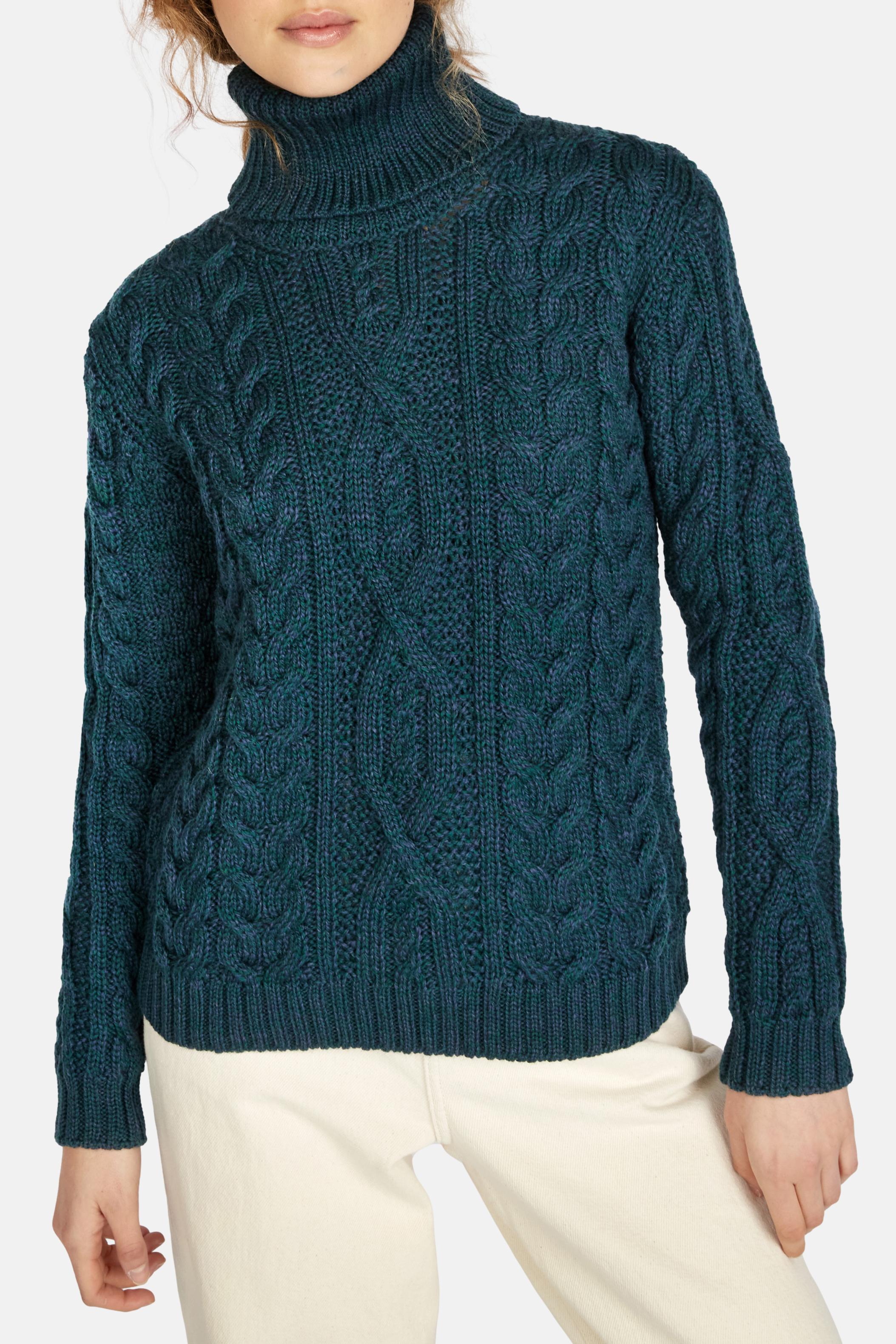 Aran Pullover Wollpullover Damen Rollkragen Aran Pullover Pulli