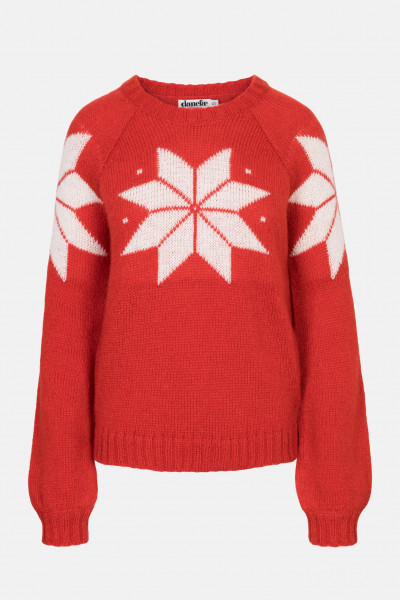 Danefae Danefantastic Flakes Damen Pullover Rot Schneeflocke Norweger Isländer