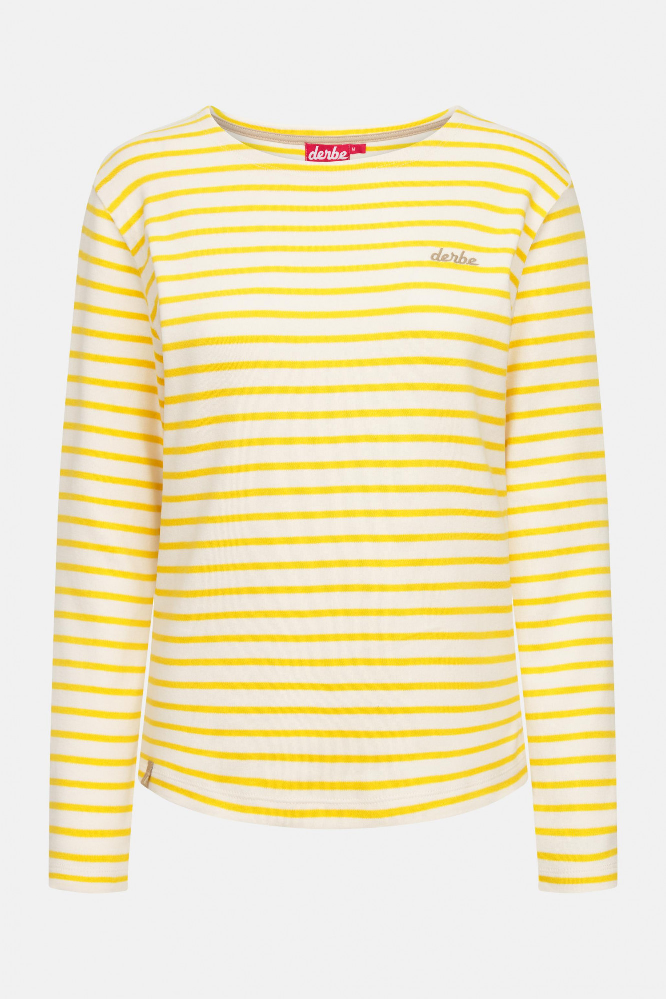 Derbe Langarmshirt Interstriped Damen Weiß Gelb Streifenshirt