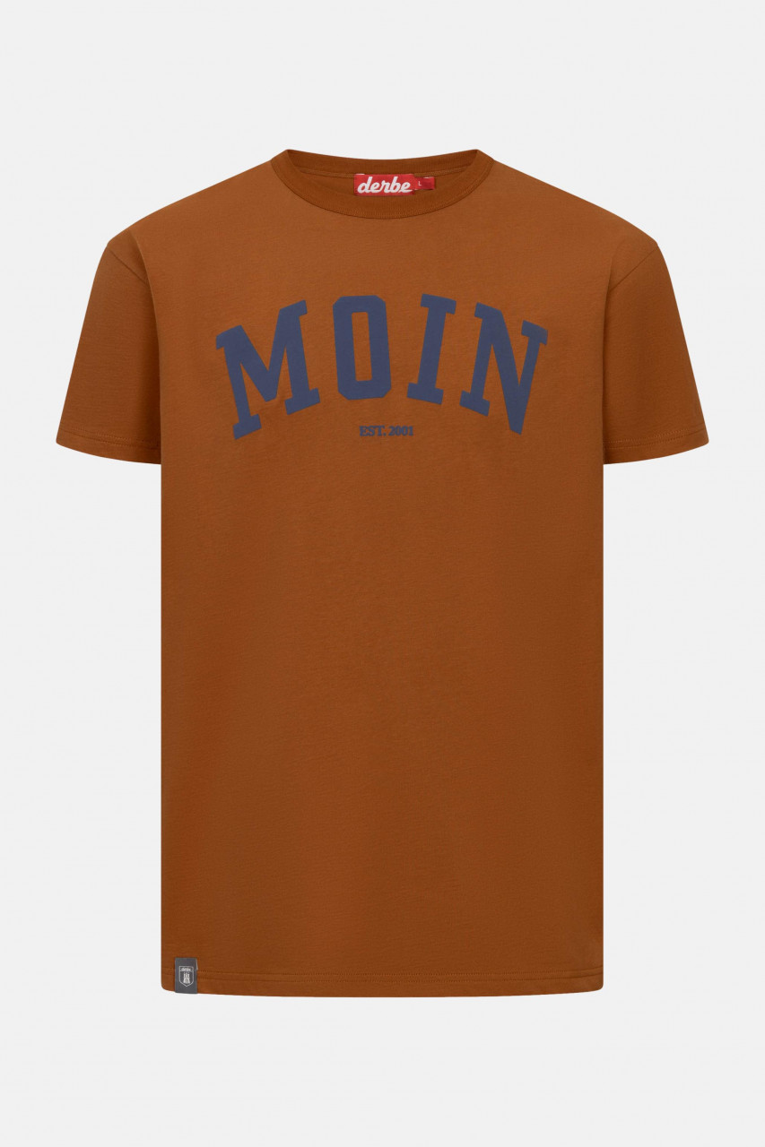 Derbe T-Shirt Moin Herren Braun Blau GOTS Organic