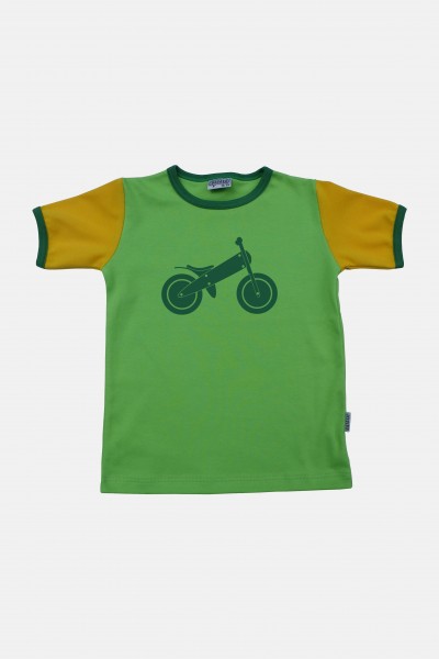 T Shirt apfel-gelb-grün Laufrad Motiv