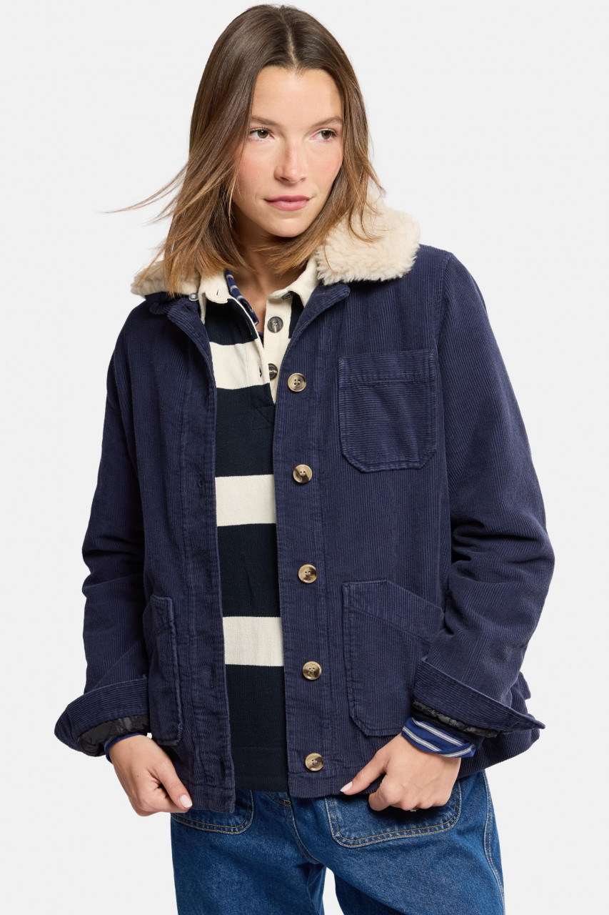 Armor Lux Fischerjacke Damen Overshirt Dunkelblau Cord Heritage Arbeiterjacke