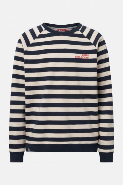 Derbe Feel Good Striped Herren Langarmshirt Dunkelblau Beige Pullover Gestreift Derbe Feel Good Striped Herren Langarmshirt Dunkelblau Beige Pullover Gestreift