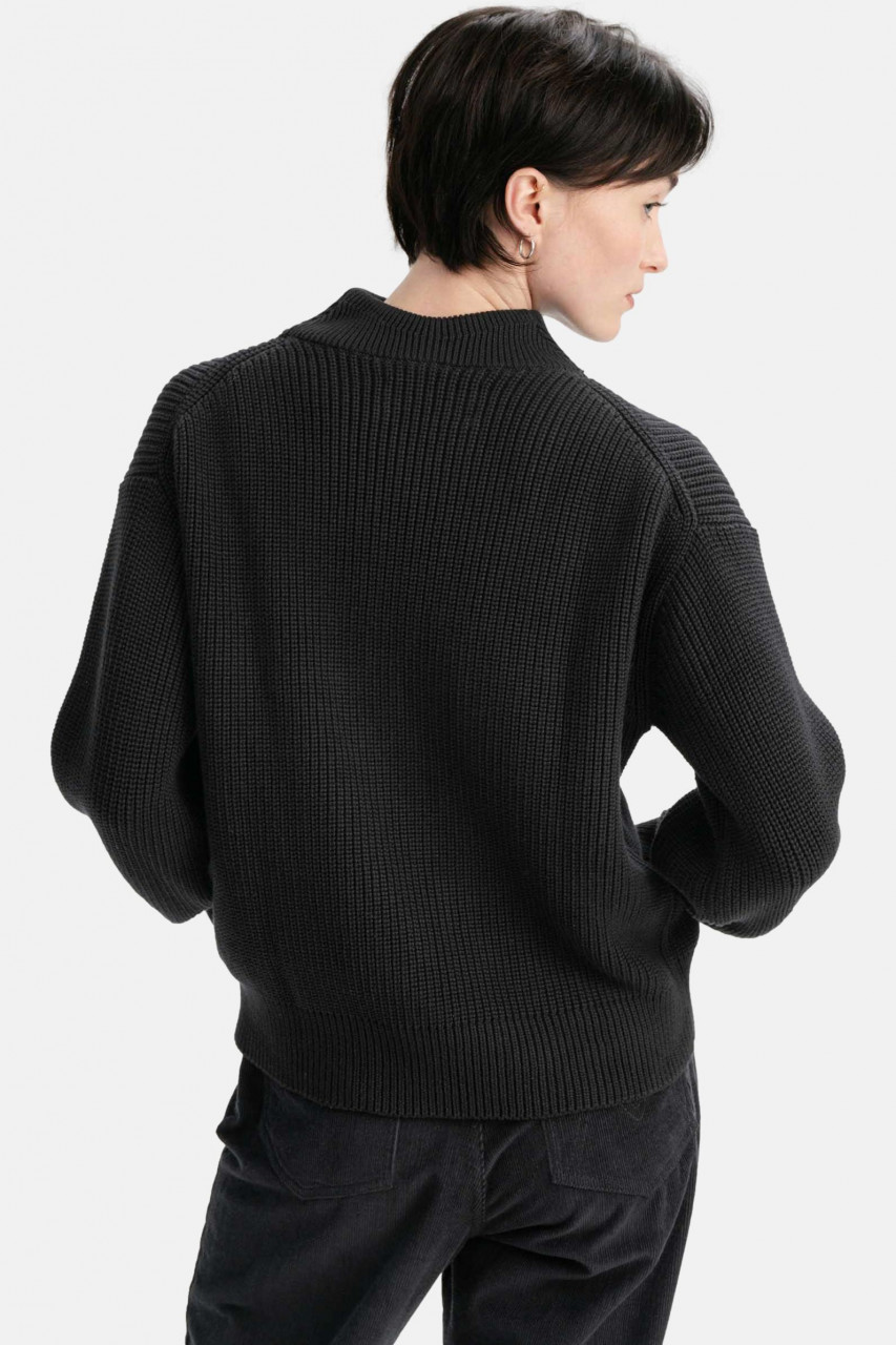 MELA Rippstrick Troyer KIMAYA Damen Schwarz Baumwolle GOTS Organic