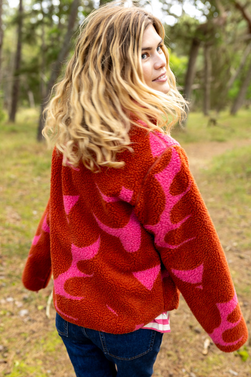 Danefae Danelabrador Fleecejacke Rot Pink Abstrakt Floral