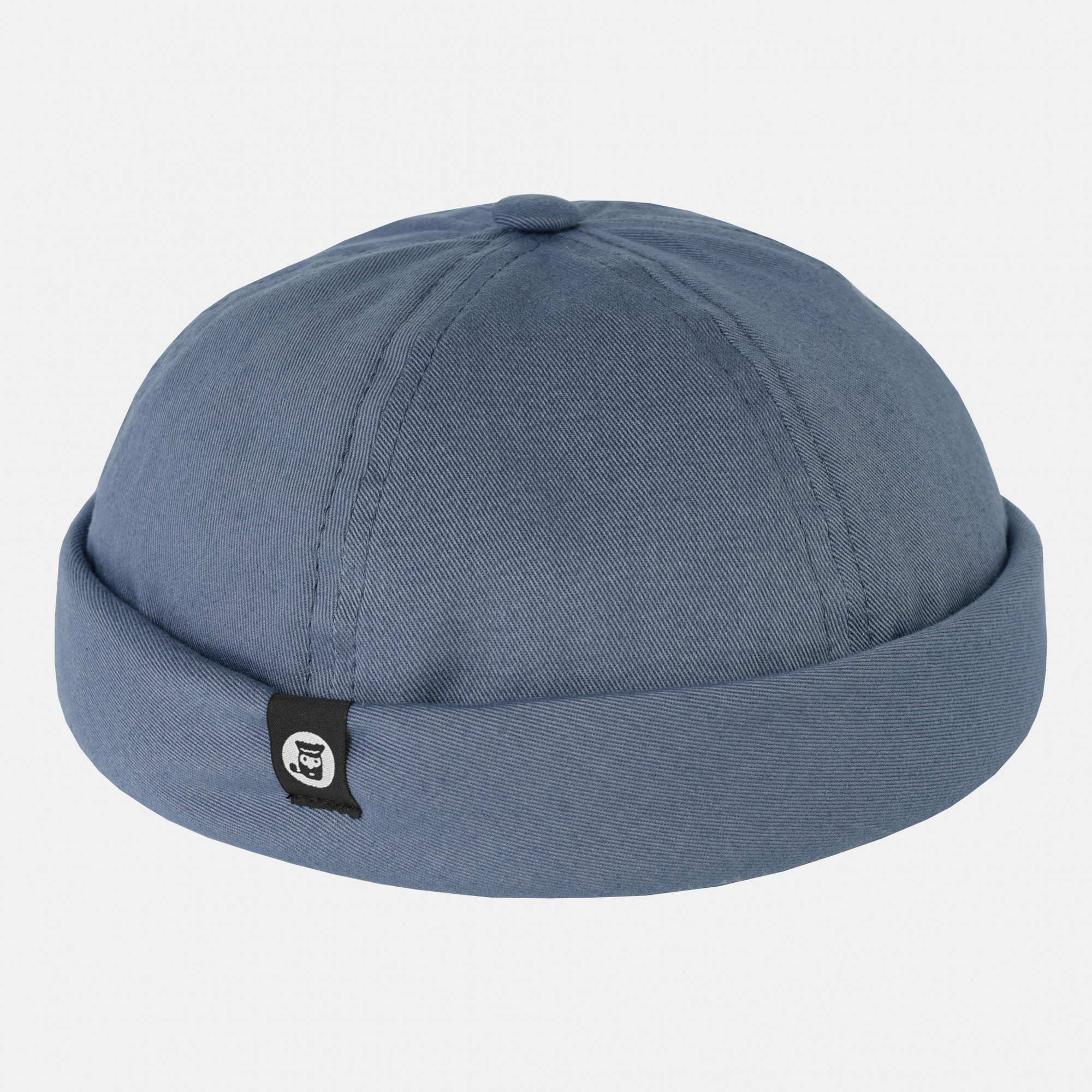 Hanseheld Docker Cap Baumwolle Blau Grau Kurz Flach Fischermütze