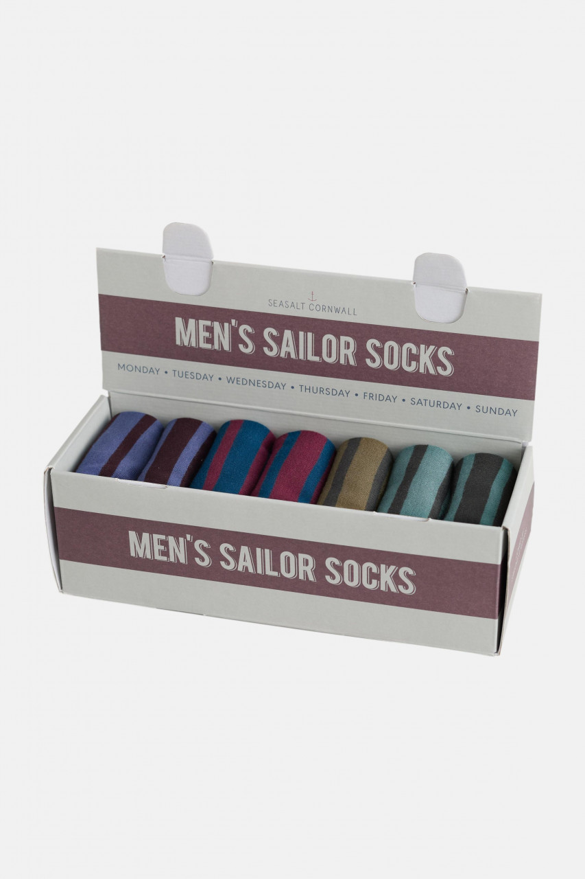 Seasalt Cornwall Box O' Socks 7er Set Herrensocken Sailor Merlin Cliff Mix