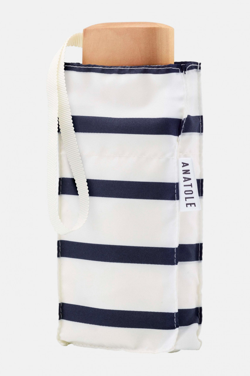 ANATOLE Regenschirm Henri Weiß Marine Blau Gestreift