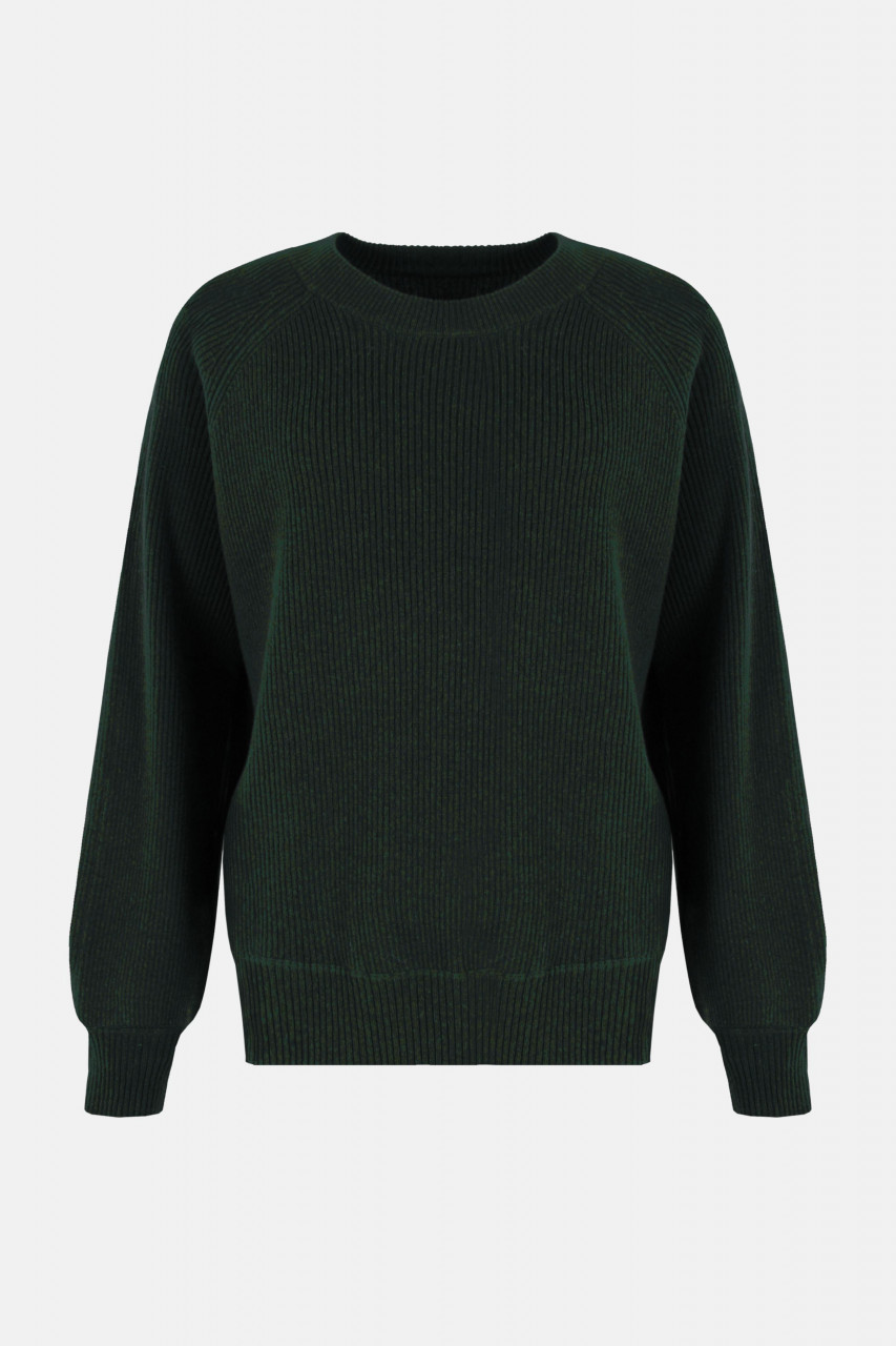 Danefae Strickpullover Danerelation Damen Dunkelgrün Chunky Rippstrick